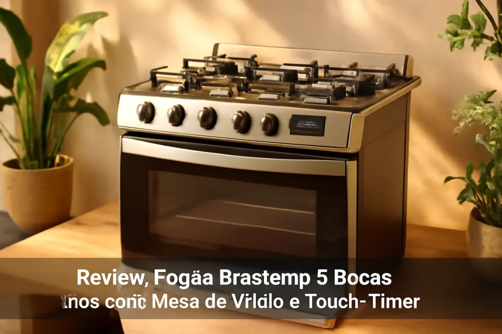 Fogão Brastemp 5 Bocas Inox com Mesa de Vidro e Touch Timer
