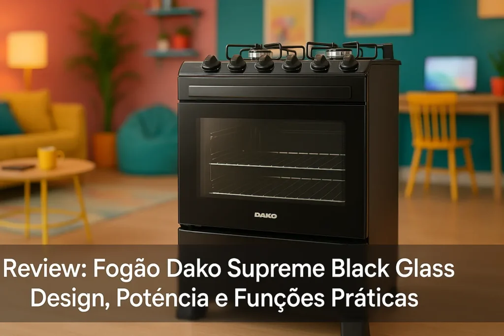 Fogão Dako Supreme Black Glass: Design, Potência e Funções Práticas