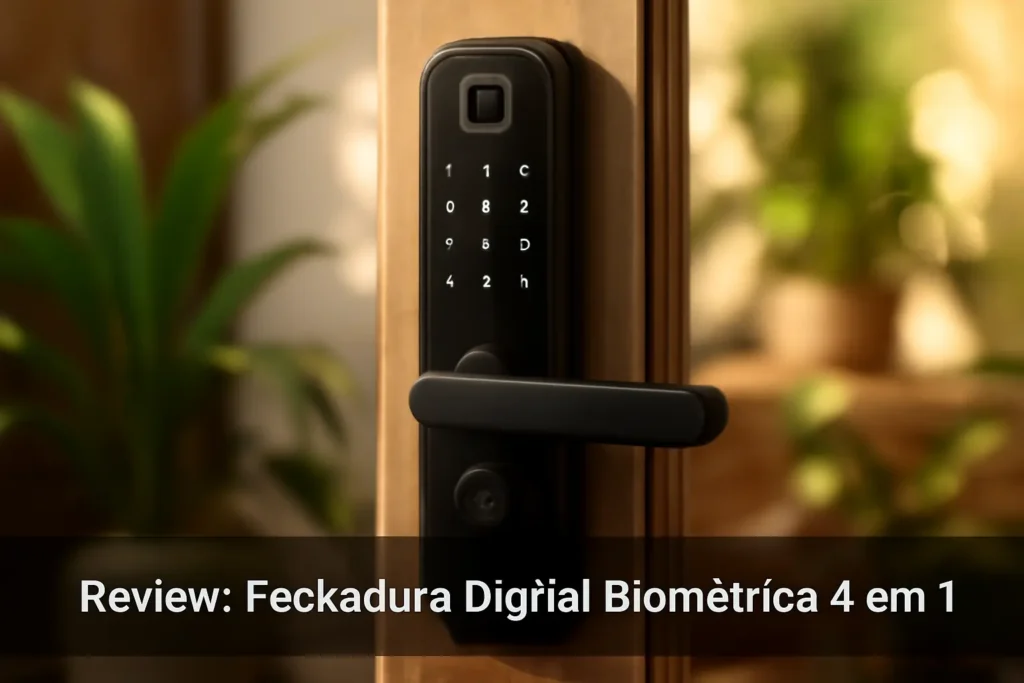 Fechadura Digital Biométrica 4 em 1: Abertura por Biometria, Senha, Chave e App