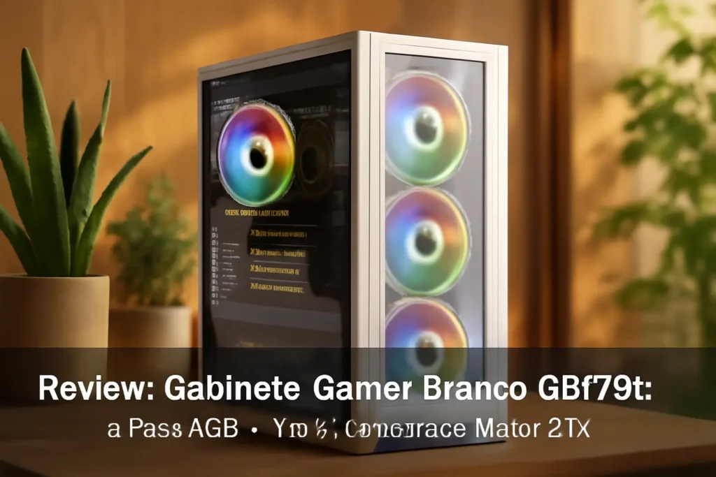 Gabinete Gamer Branco GB1791: 4 Fans RGB e Vidro Temperado Micro-ATX