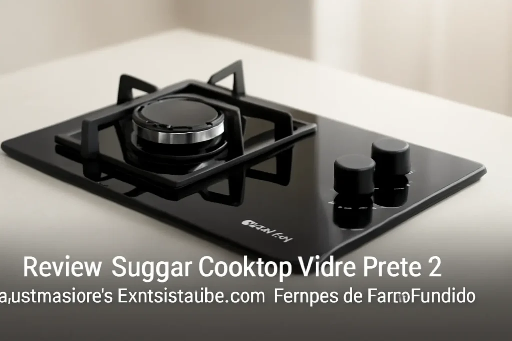 Suggar Cooktop Vidro Preto 2 Queimadores Esmalatados com Trempes de Ferro Fundido