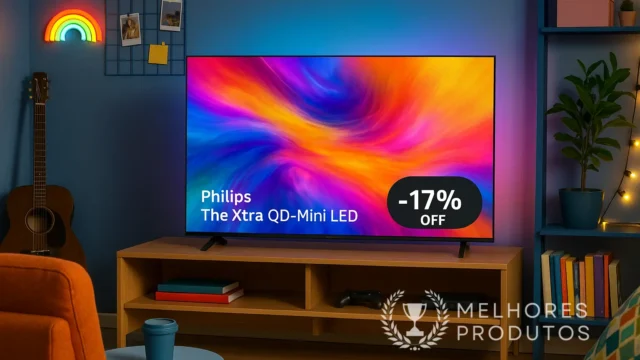 Smart TV Philips The Xtra QD‑Mini LED 55" com 17% OFF no app da Amazon
