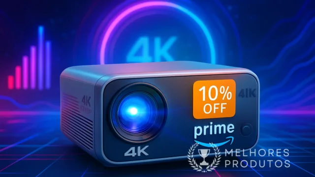 Projetor 4K Full HD com 10% OFF e entrega rápida Prime na Amazon