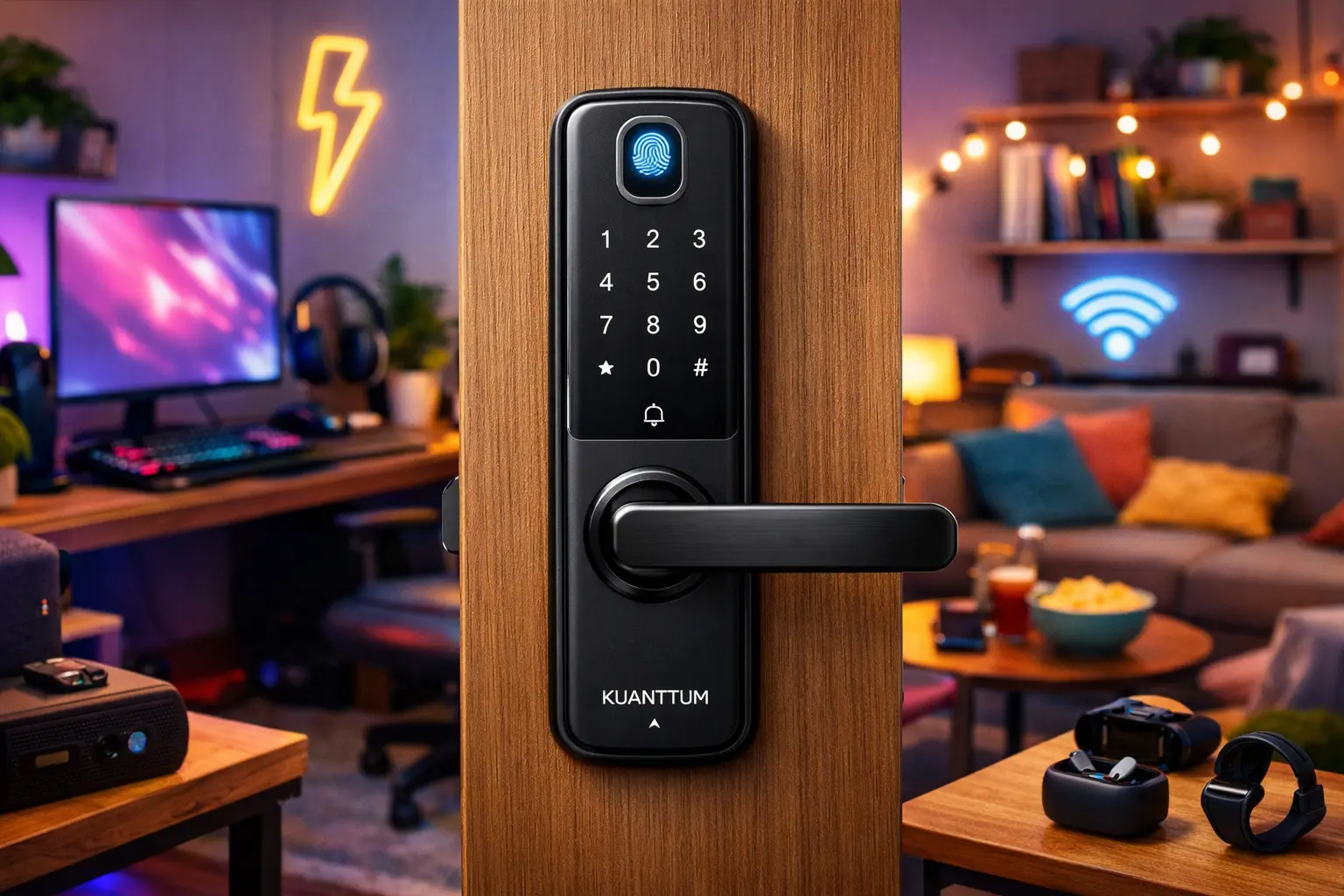 Fechadura Eletrônica Digital Biométrica Kuanttum Kappa barato e confiável para qualquer bolso