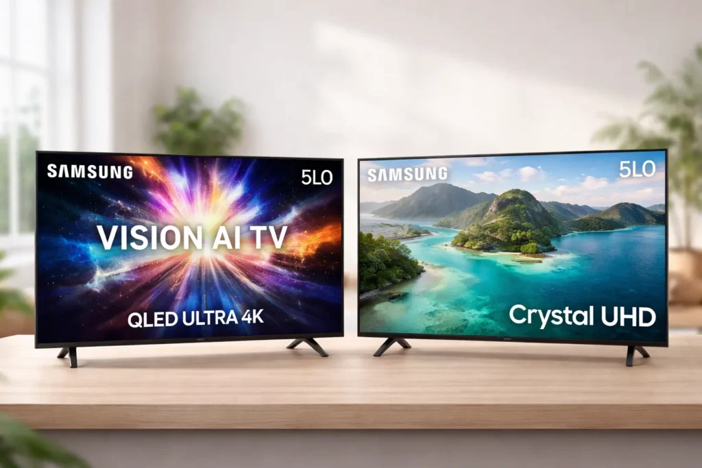 Samsung Vision AI TV 50" QLED ULTRA 4K QEF1 vs Samsung Smart TV 50" Crystal UHD 4K U8600F: Qual é a Melhor Opção?