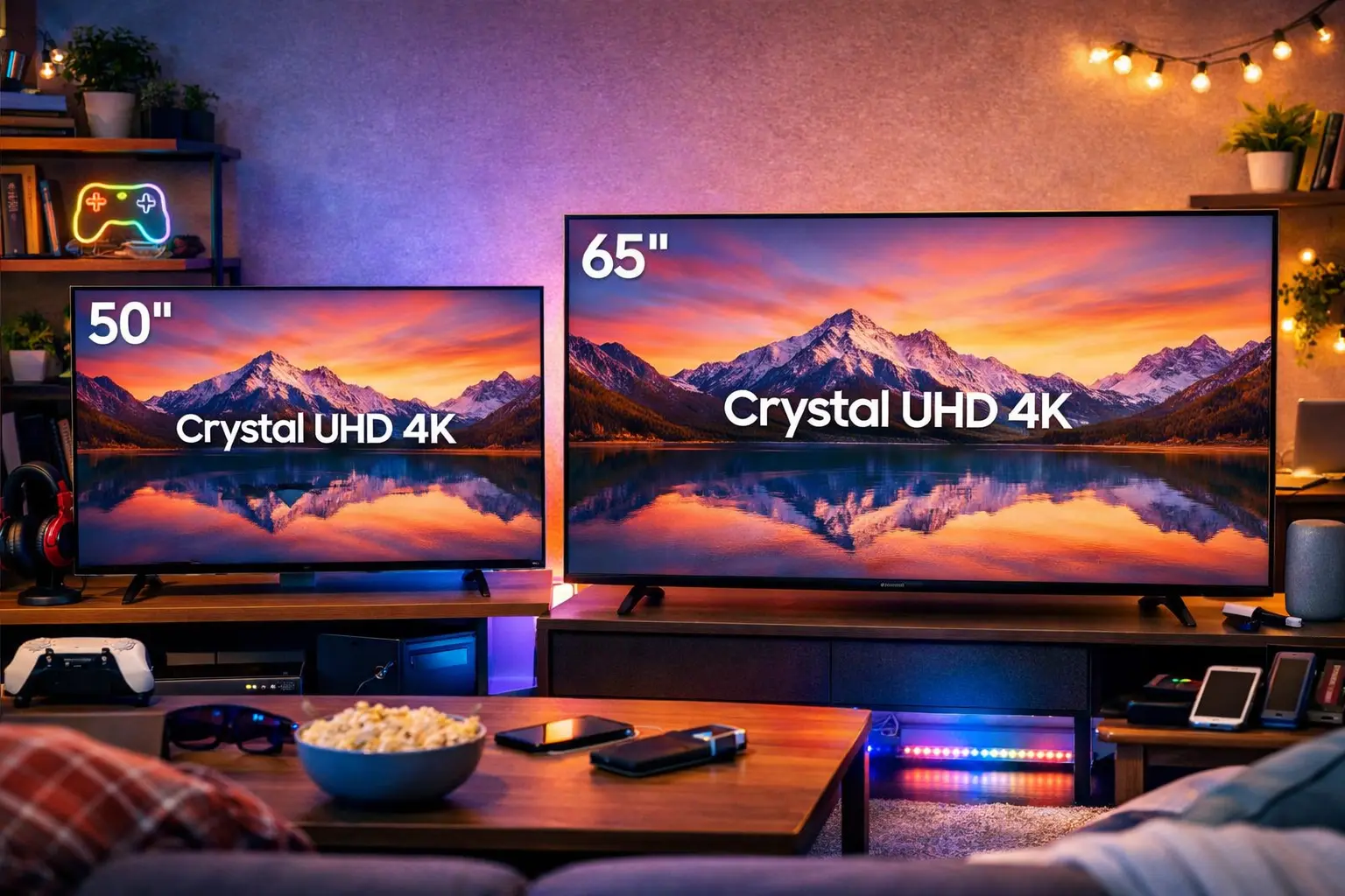 Samsung Smart TV 50” Crystal UHD 4K U8100F vs Samsung Smart TV 65" Crystal UHD 4K U8100F: Qual a melhor para sua casa?