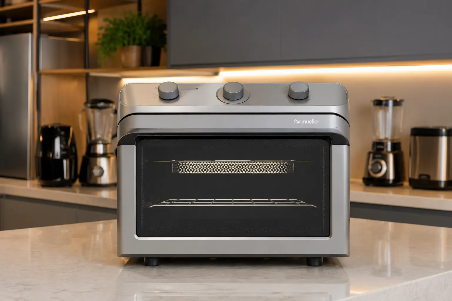 Air Forno Mueller 35L Prata ou Preto: 110V ou 220V, qual é o seu?