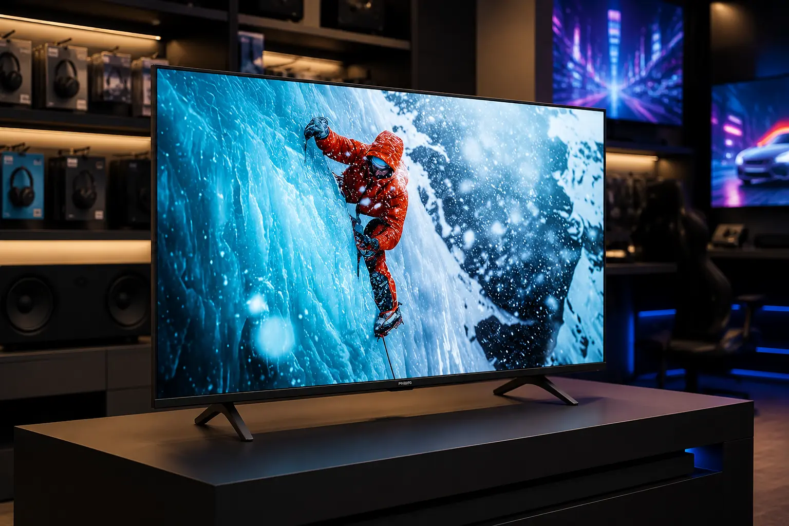 Uma Philips 50" com Google TV, outra com Dolby Atmos e jogos