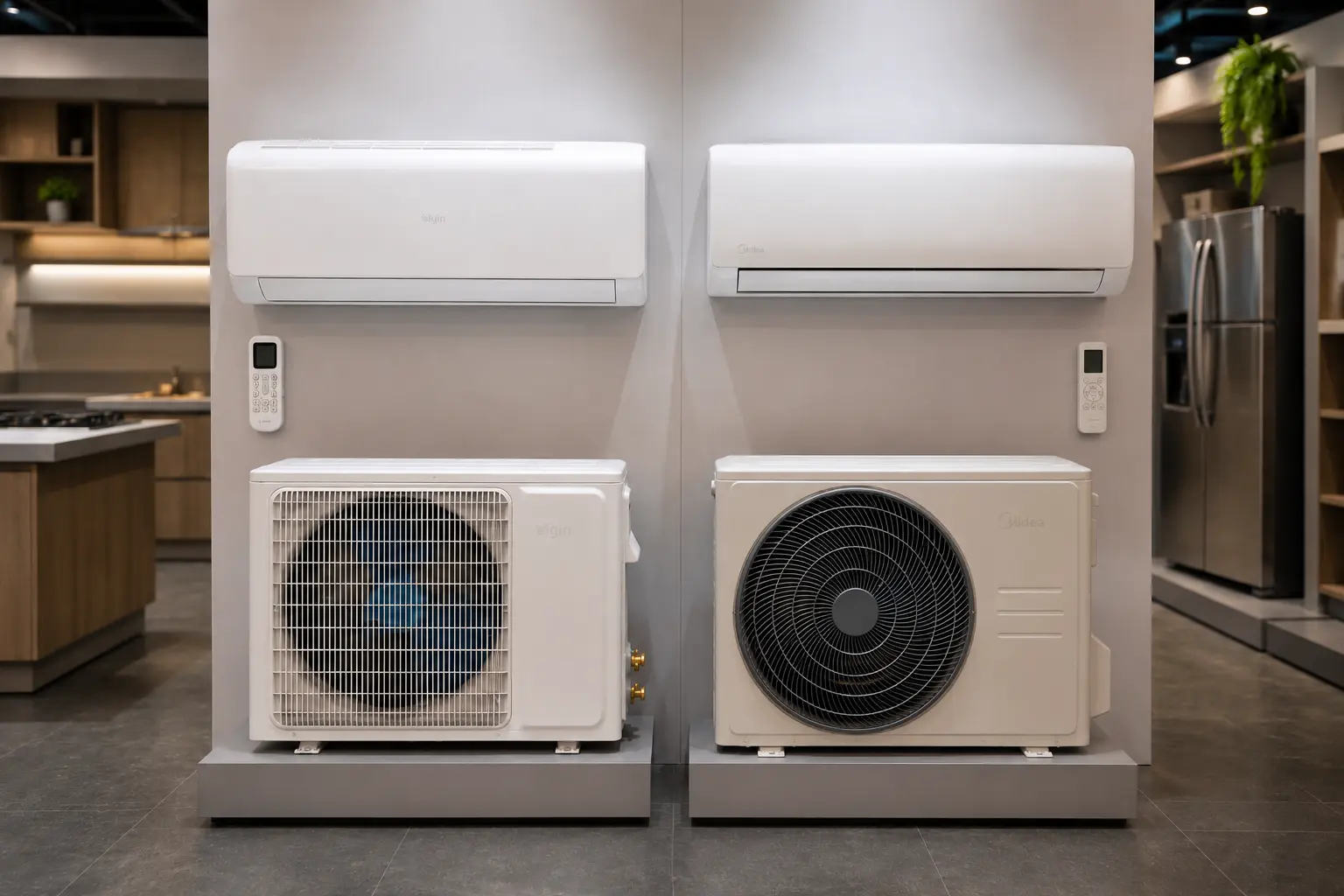 Elgin 24.000 BTUs ou Midea AI 12.000: capacidade ou inteligência?