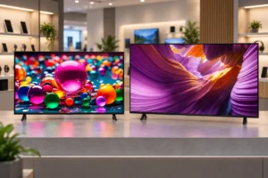 LG 43AU801C0SA de 43" ou Samsung S85F OLED de 65": o espaço decide