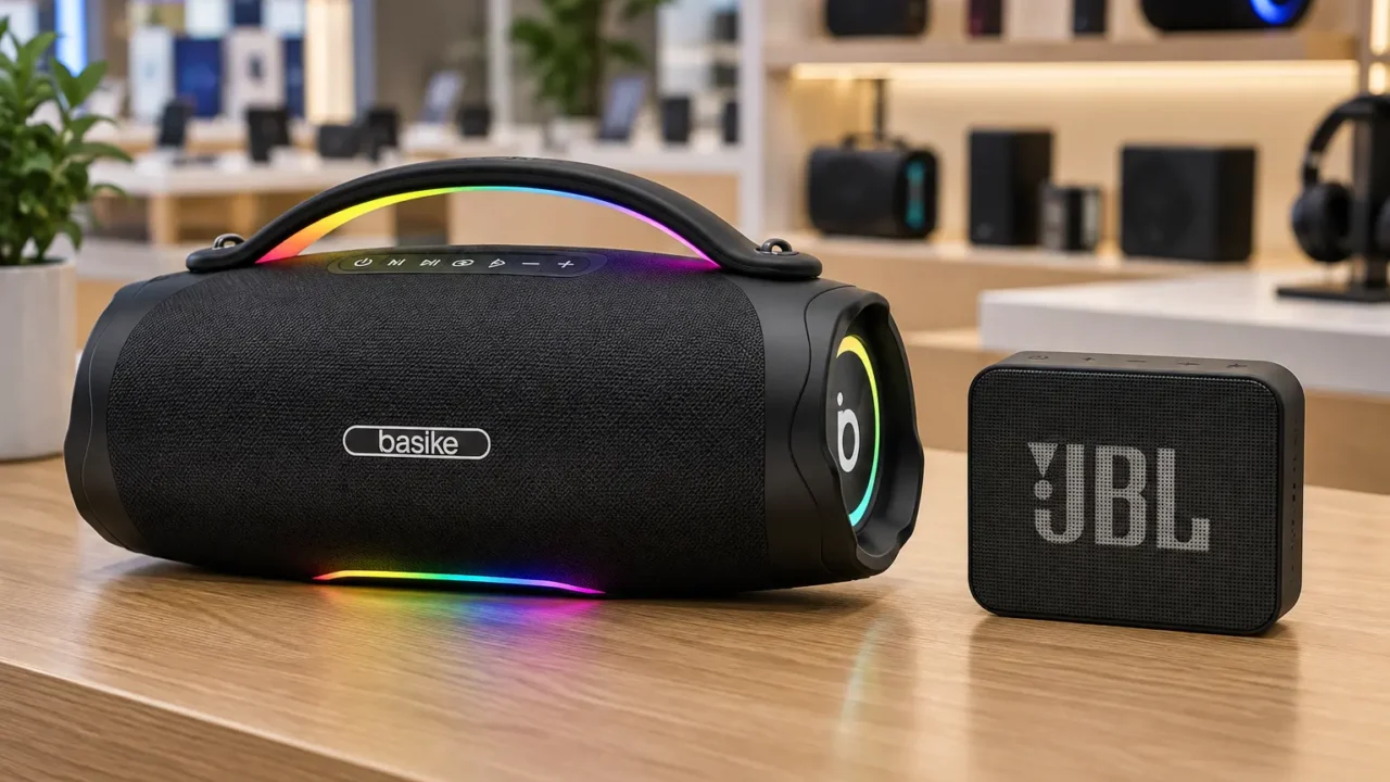 Basike V98 mira festas; JBL Go Essential 2 prioriza portabilidade