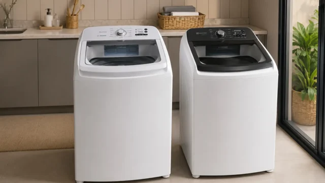 LEE15 ou LED15: duas lavadoras próximas, com focos diferentes