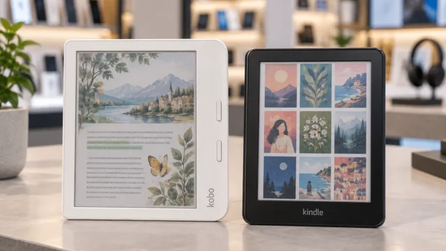 Kindle Colorsoft ou Kobo Libra Colour: biblioteca, botões e anotações