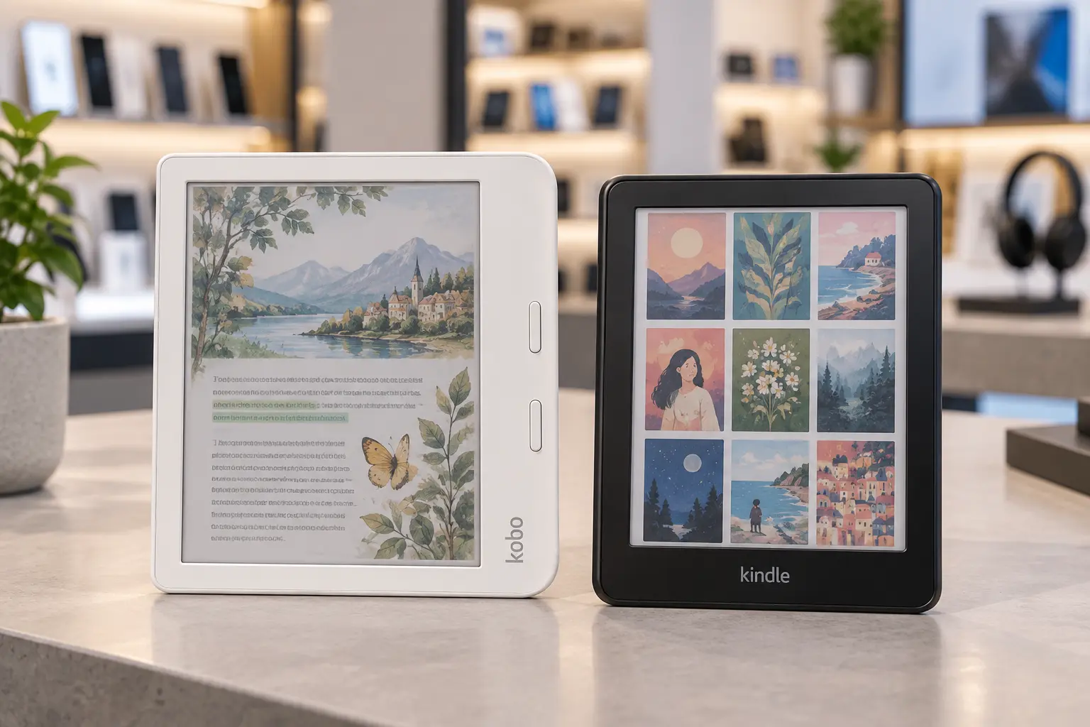 Kindle Colorsoft ou Kobo Libra Colour: biblioteca, botões e anotações