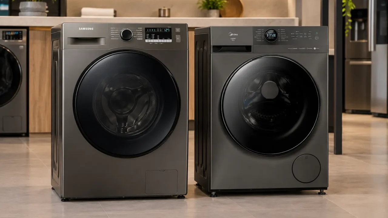 Samsung WW11T ou Midea Slim: vapor, água quente ou conectividade