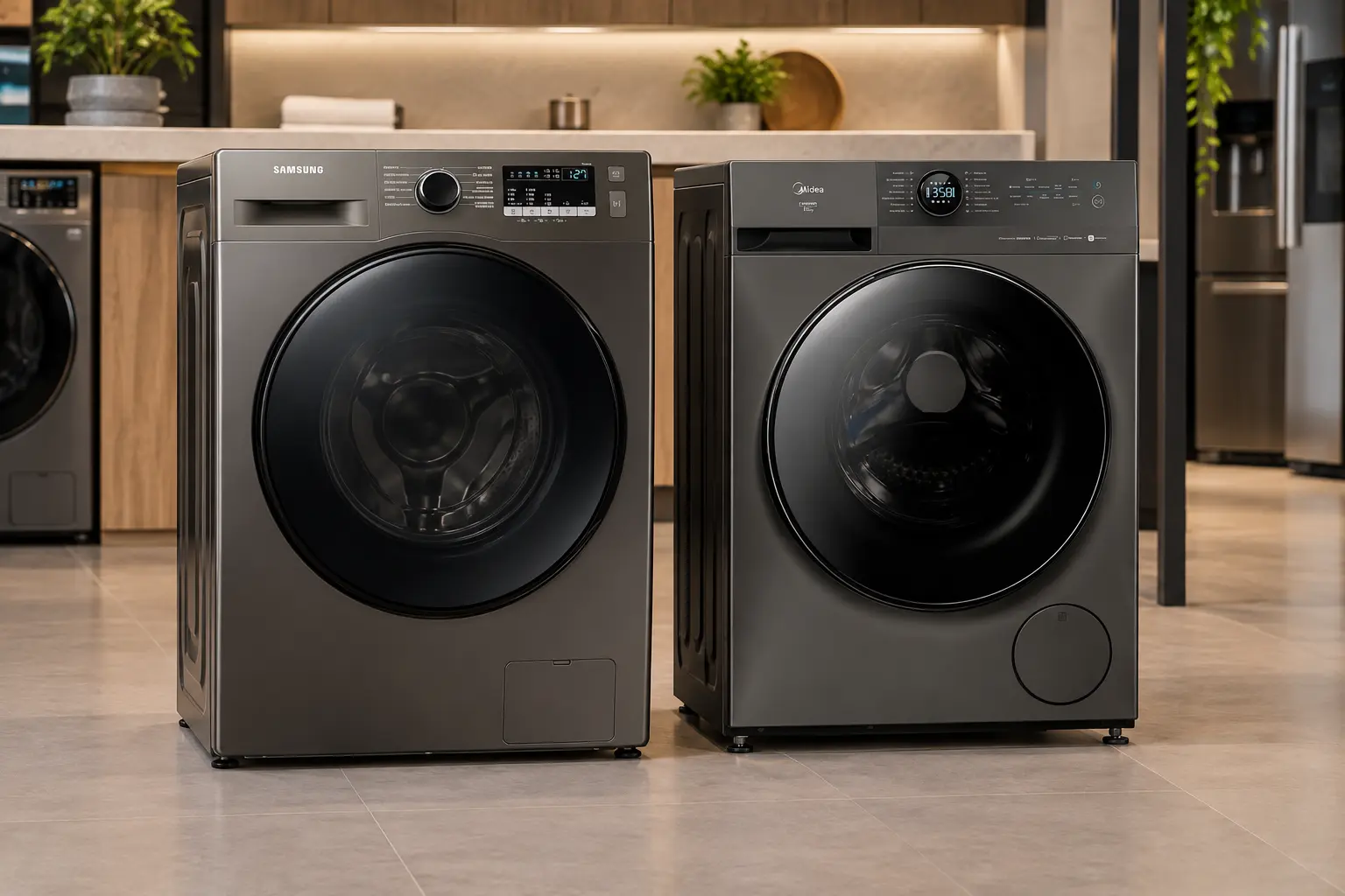 Samsung WW11T ou Midea Slim: vapor, água quente ou conectividade