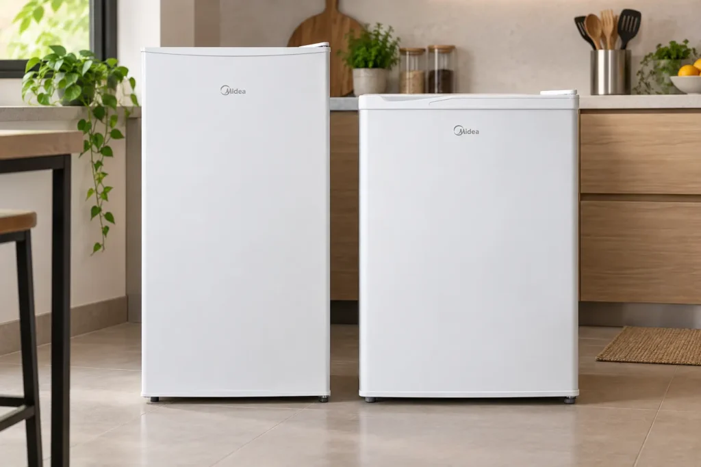 Midea 67L ou 93L: capacidade muda o espaço para bebidas e alimentos