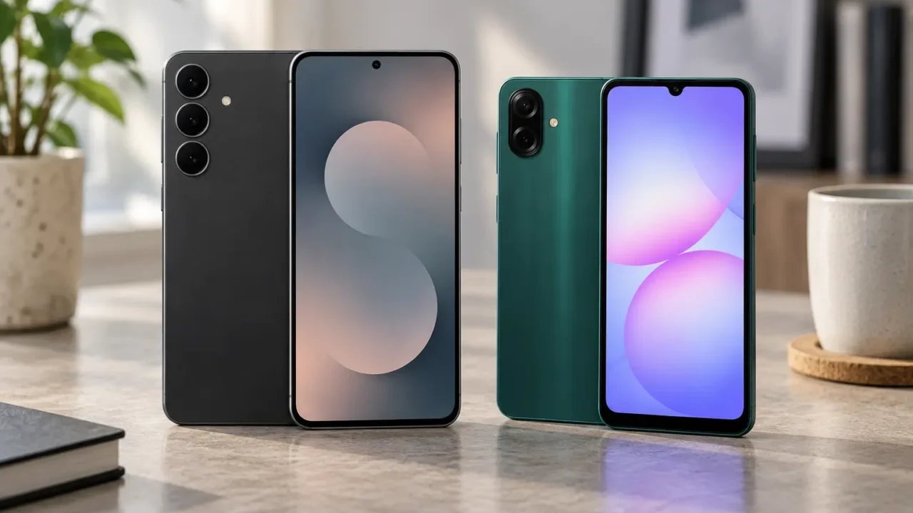 Galaxy A07 ou S25 FE: 256GB iguais, diferenças em câmera, IA e proteção
