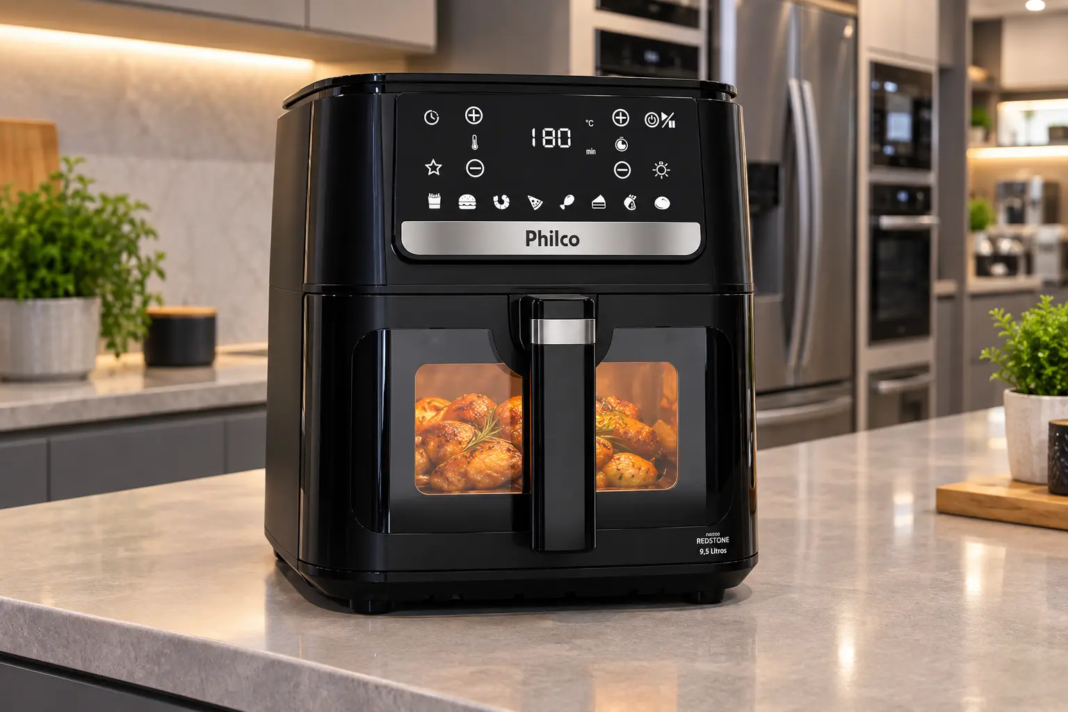 Air fryer grande: 9,5L, oven de 12L ou dois compartimentos