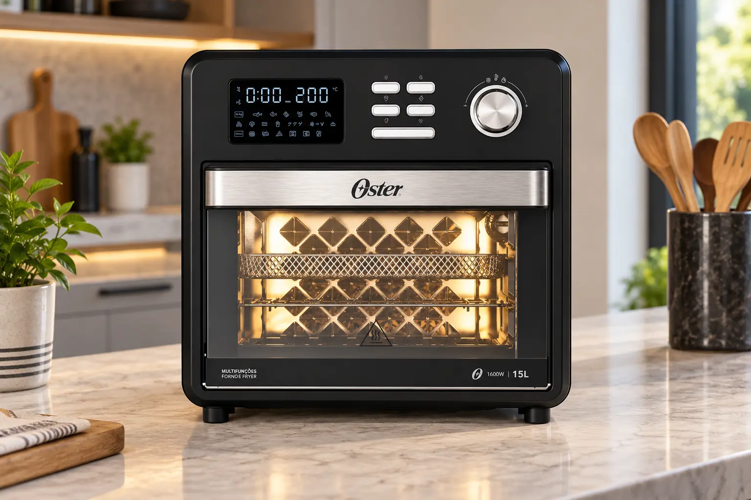 Na air fryer oven, litros não bastam: controles e acessórios decidem