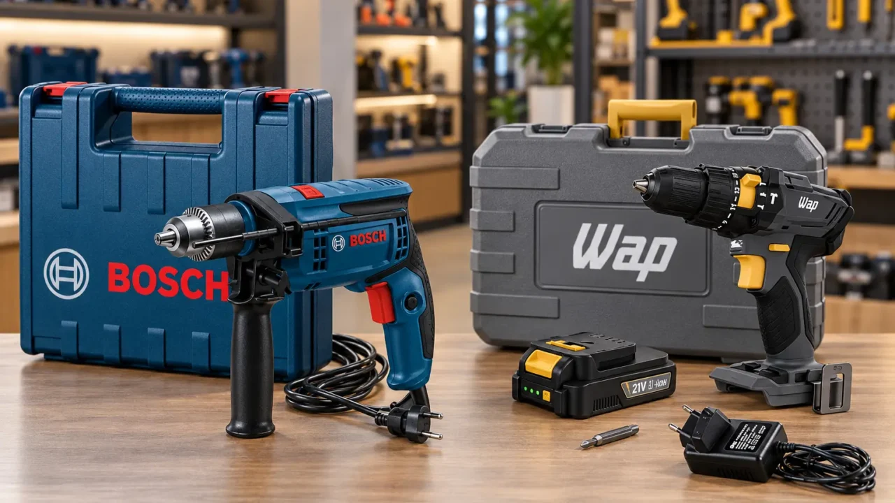 Bosch GSB 13 RE-M ou WAP K21-ID01: tomada ou bateria muda o uso