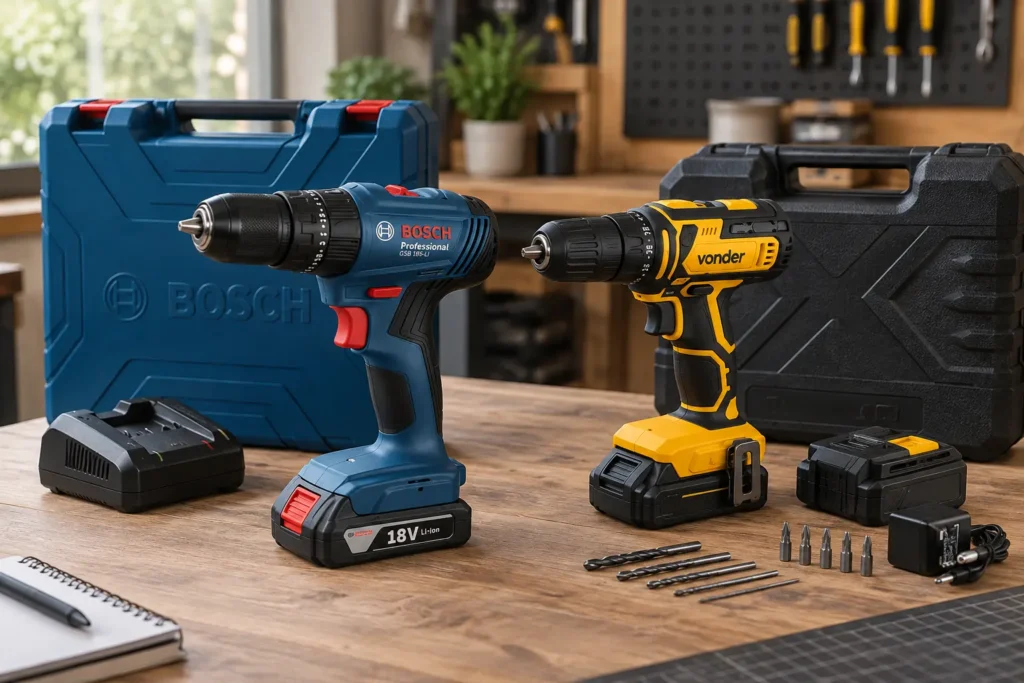 Bosch GSB185LI-1B ou Vonder PFV020: impacto ou 18 posições