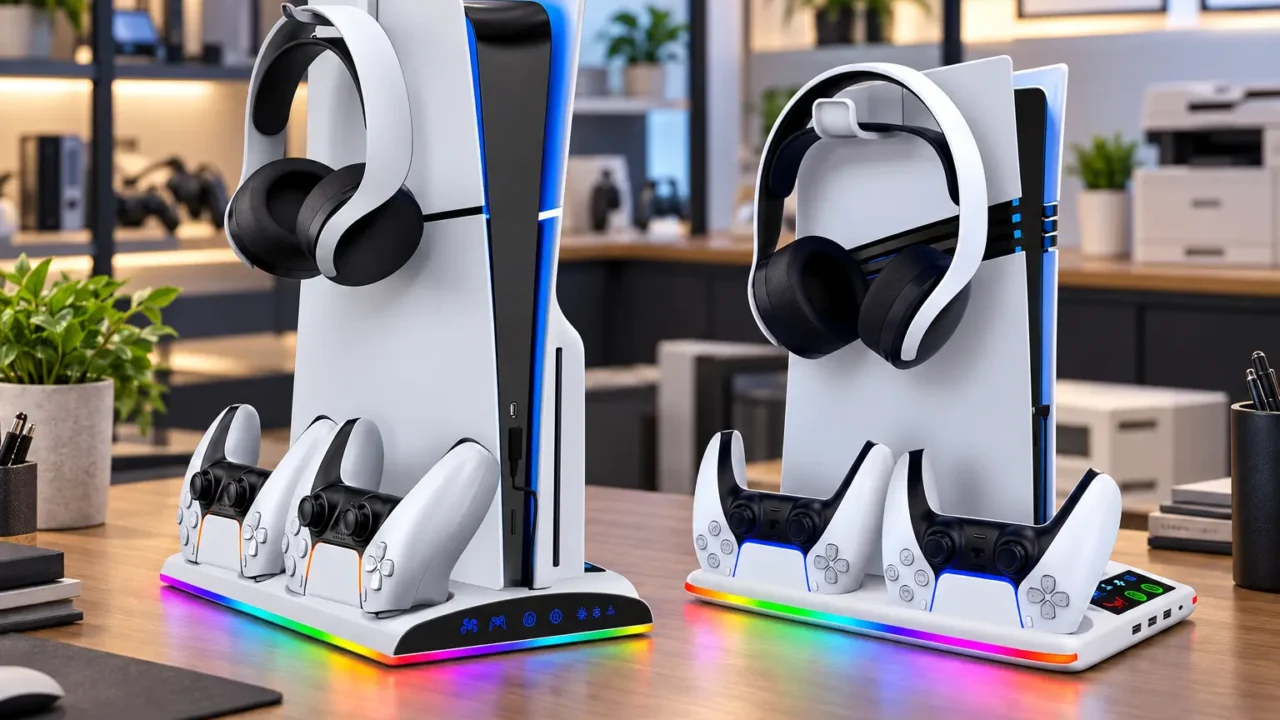 Base RGB para PS5 Pro ou DOBE: compatibilidade ou ventilação ajustável