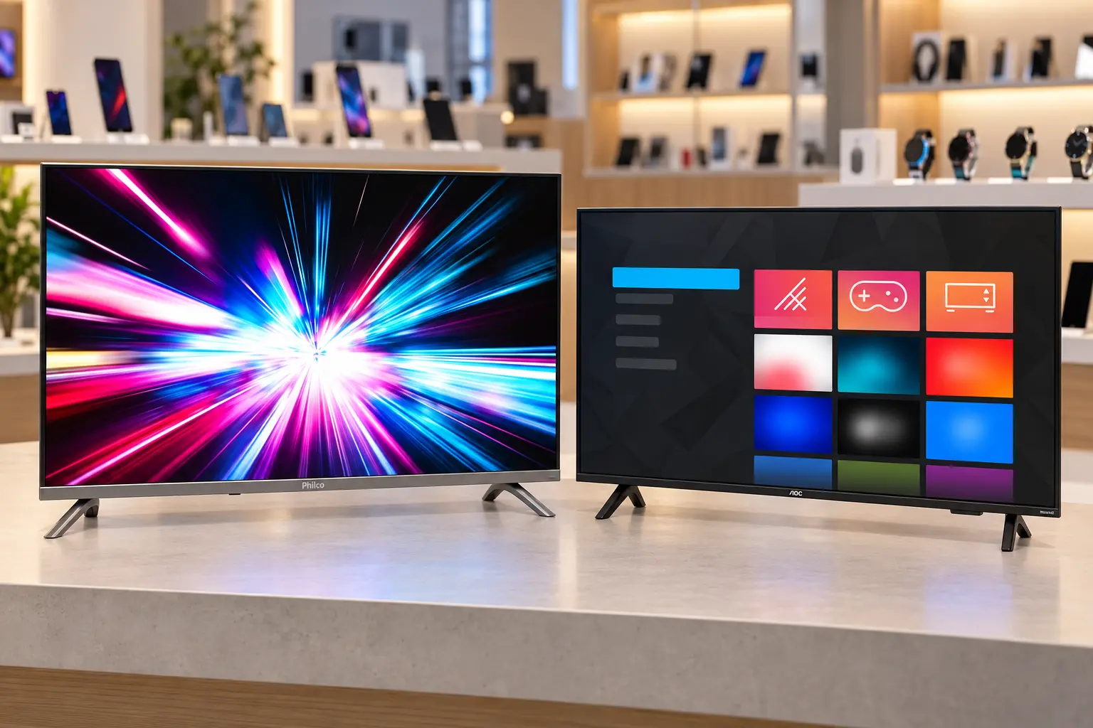 Philco P32CRB ou AOC 32S5155: HDR10, áudio ou conexões HDMI