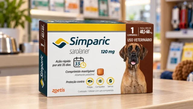 Simparic 120mg para cães de 40 a 60 kg: embalagem com 1 ou 3 comprimidos