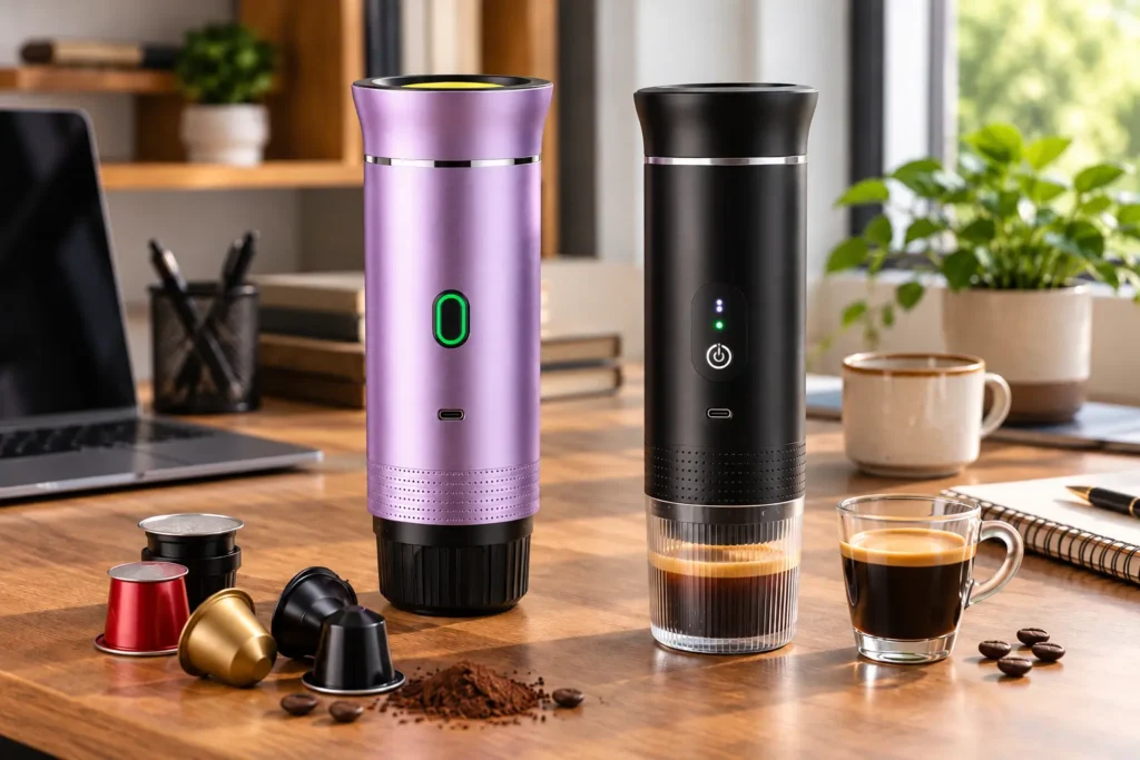 Cafeteira portátil 3 em 1: variedade de bebidas ou cápsulas e pó