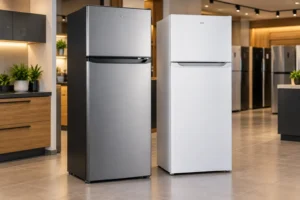 Geladeira HQ 230L Preto/Inox ou Branca: acabamento e voltagem